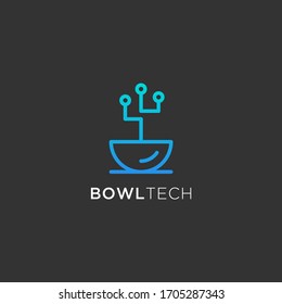 Bowl tech logo design vector template