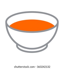 Bowl of tomato soup flat vector color icon for apps and websites