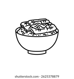 Tigela de Unagi Don com enguia grelhada sobre arroz e molho garoa - Refeição japonesa