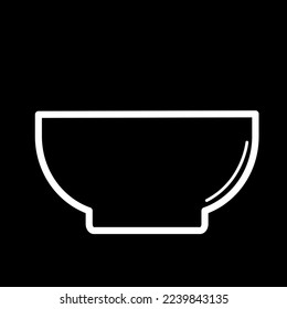 bowl vector icon isolated on black background, vector illustration, cookware, kitchenware