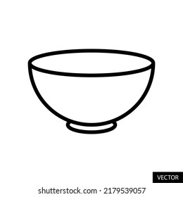 Bowl vector icon in line style design for website design, app, UI, isolated on white background. Editable stroke. EPS 10 vector illustration.