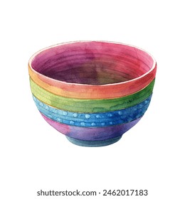 bowl vector illustration in watercolor style