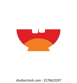Bowl vector logo with mouth picture inside. Suitable for eatery, culinary, restaurant, bistro, food stall, business, and company.