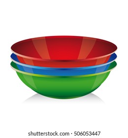 Bowl vector set - red, blue, green