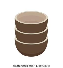 Pila vectorial Bowl. tazón de fondo blanco.