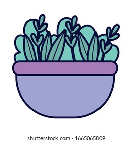 bowl with vegetable leaves food cartoon icon style design vector illustration