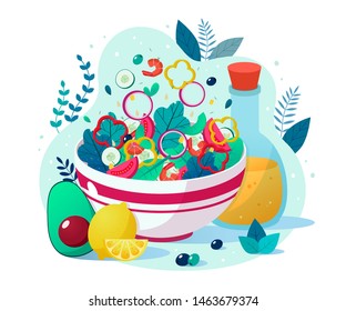 Bowl of vegetable salad. Concept of healthy eating.