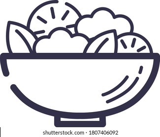 bowl with vegetable salad vector icon