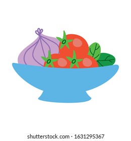 bowl with vegetables healthy food vector illustration design