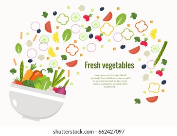 Bowl of vegetables. Vegetable background.