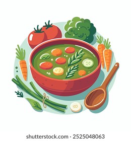 Tigela de vegetariano sopa vetor ilustração