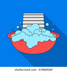 Bowl for washing. Dry cleaning single icon in flat style vector symbol stock illustration web.