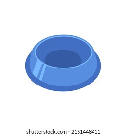 Bowl water for dog and cat pet in flat style, vector illustration. Animal bowl color silhouette for print and design. Isolated blue element on white background. Graphic icon, symbol feeding pet