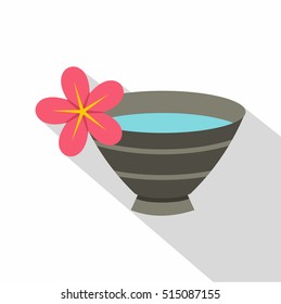 Bowl with water for spa icon. Flat illustration of water for spa vector icon for web design