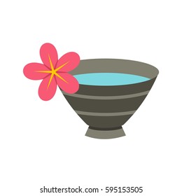 Bowl with water for spa icon in flat style isolated on white background vector illustration