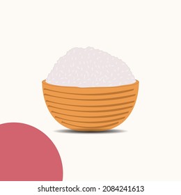 A bowl of white rice is illustrated on a plain white background.