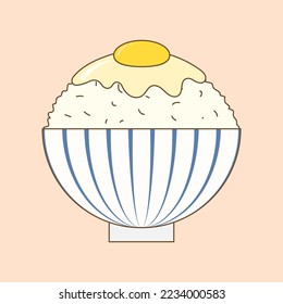 A Bowl of White Rice with Raw Egg