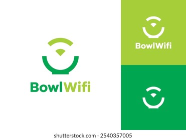 bowl with wifi signal logo design. online food restaurant symbol vector template