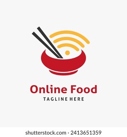 Bowl and wireless for online food logo design