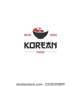 Bowl with yin yang symbol logo template, suitable for any business related to ramen, korean food.