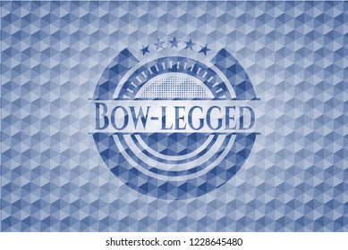 Bow-legged blue emblem with geometric pattern.