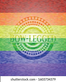 Bow-legged emblem on mosaic background with the colors of the LGBT flag