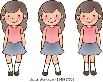 Bowlegs, Knock Knees And Straight Legs, Illustration Of Girl.