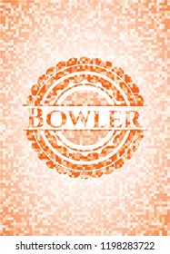 Bowler abstract orange mosaic emblem