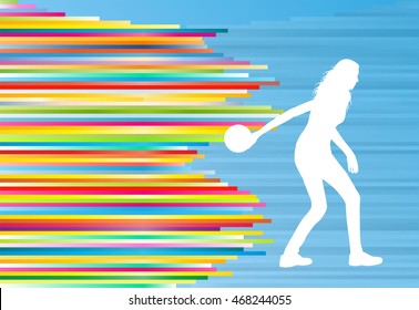 Bowler background bowling vector abstract illustration with colorful stripes on blue