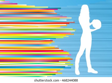Bowler background bowling vector abstract illustration with colorful stripes on blue