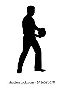 Bowler with bowling ball silhouette vector