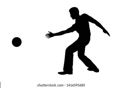 Bowler with bowling ball silhouette vector