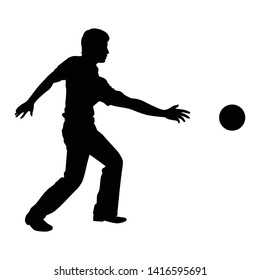 Bowler with bowling ball silhouette vector