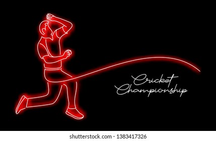 Bowler bowling in cricket championship sports. Line Art design - Vector Illustration.