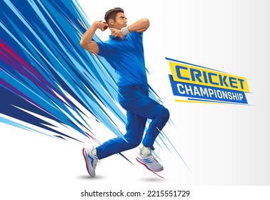 Bowler bowling in cricket championship sports. Vector illustration of cricket bowler in action. cricket championship Banner vector
