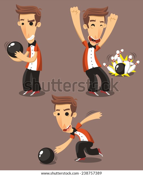 Bowler Bowling Set Vector Illustration Cartoon Stock Vector (Royalty