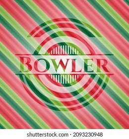 Bowler christmas emblem background. Vector Illustration. Detailed. 