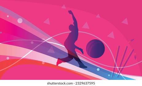 Fondo del vector de la bola de cricket Bowler