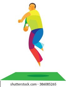bowler delivers the ball in jump
