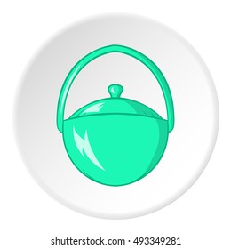 Bowler for food icon in cartoon style isolated on white circle background. Cooking symbol vector illustration