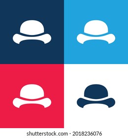 Bowler Hat blue and red four color minimal icon set