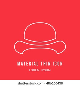 Bowler Hat Bright red material designed line thin flat icon / logo