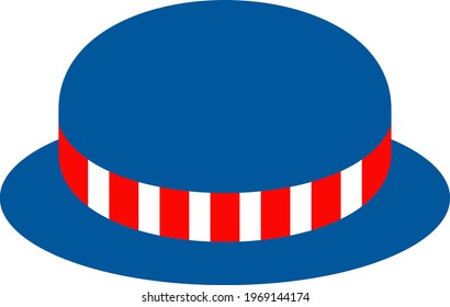 Bowler hat flat vector icon. Independence day of USA. July fourth celebration party. Objects isolated on a white background.