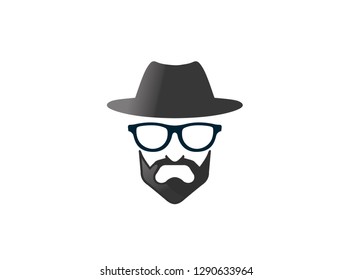 bowler hat and glasses with beard, Melone und Brille mit Bart