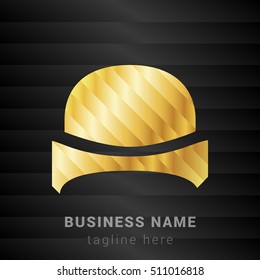 Bowler Hat Gold and Black silk fashion premium icon / Logo