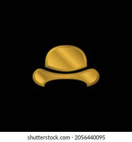 Bowler Hat Gold Plated Metalic Icon Or Logo Vector