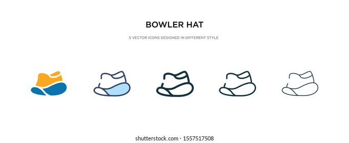 bowler hat icon in different style vector illustration. two colored and black bowler hat vector icons designed in filled, outline, line and stroke style can be used for web, mobile, ui