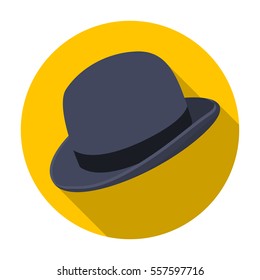 Bowler hat icon in flat style isolated on white background. Hipster style symbol stock vector illustration.