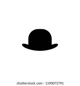 bowler hat icon isolated on white background. Gentleman retro symbol.  Isolated on white. Vector flat illustration.