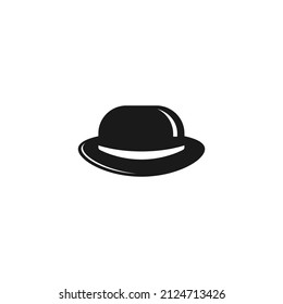 bowler hat icon isolated on white background. Gentleman retro symbol.  Isolated on white. Vector flat illustration.
